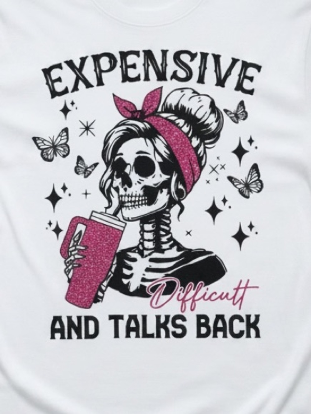 Expensive Difficult Talks Back Skeleton Graphic Tee Women’s Medium NWT
